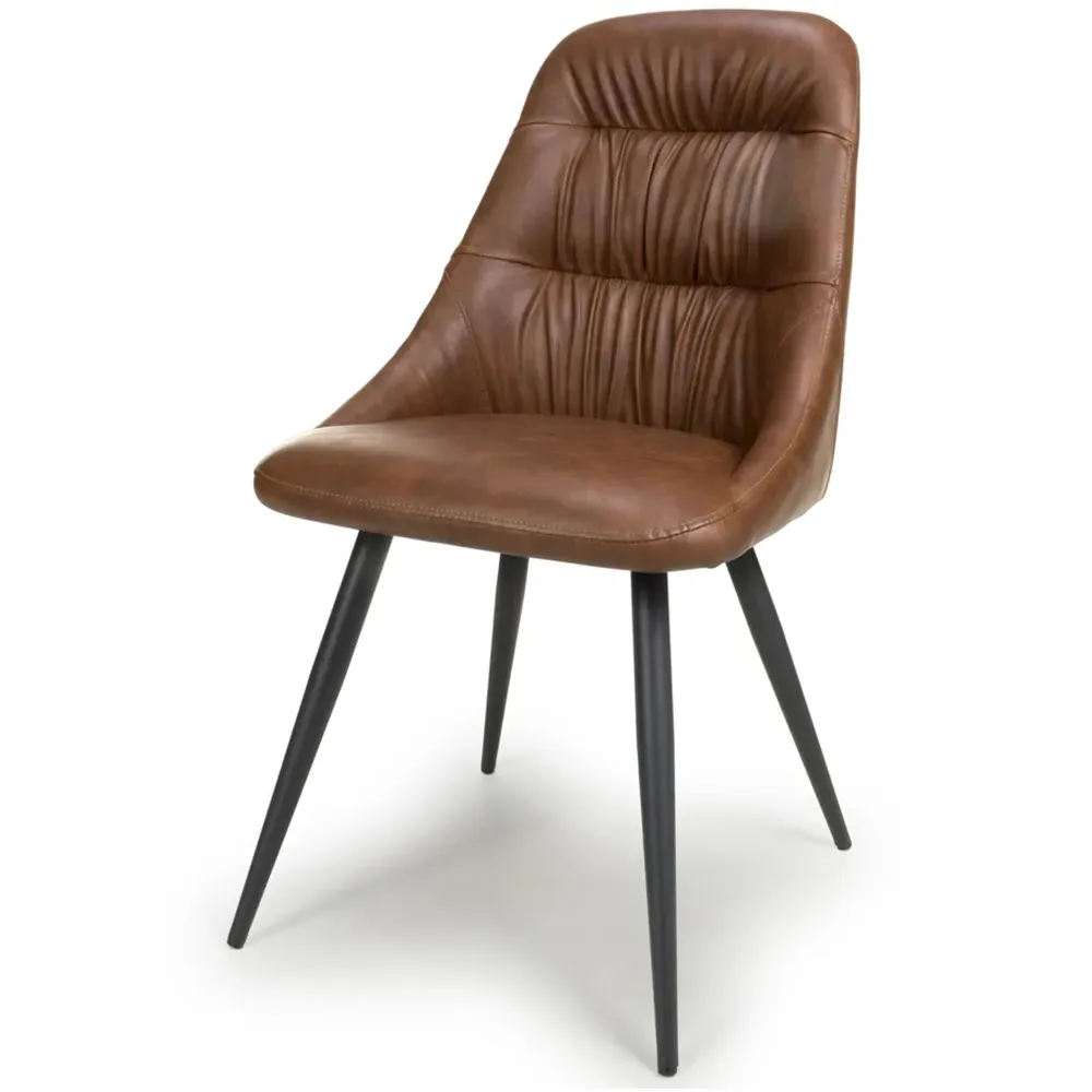 Corinth Set of 2 Dining Chairs - Tan, Linen Effect