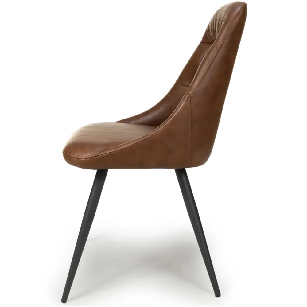 Corinth Set of 2 Dining Chairs - Tan, Linen Effect