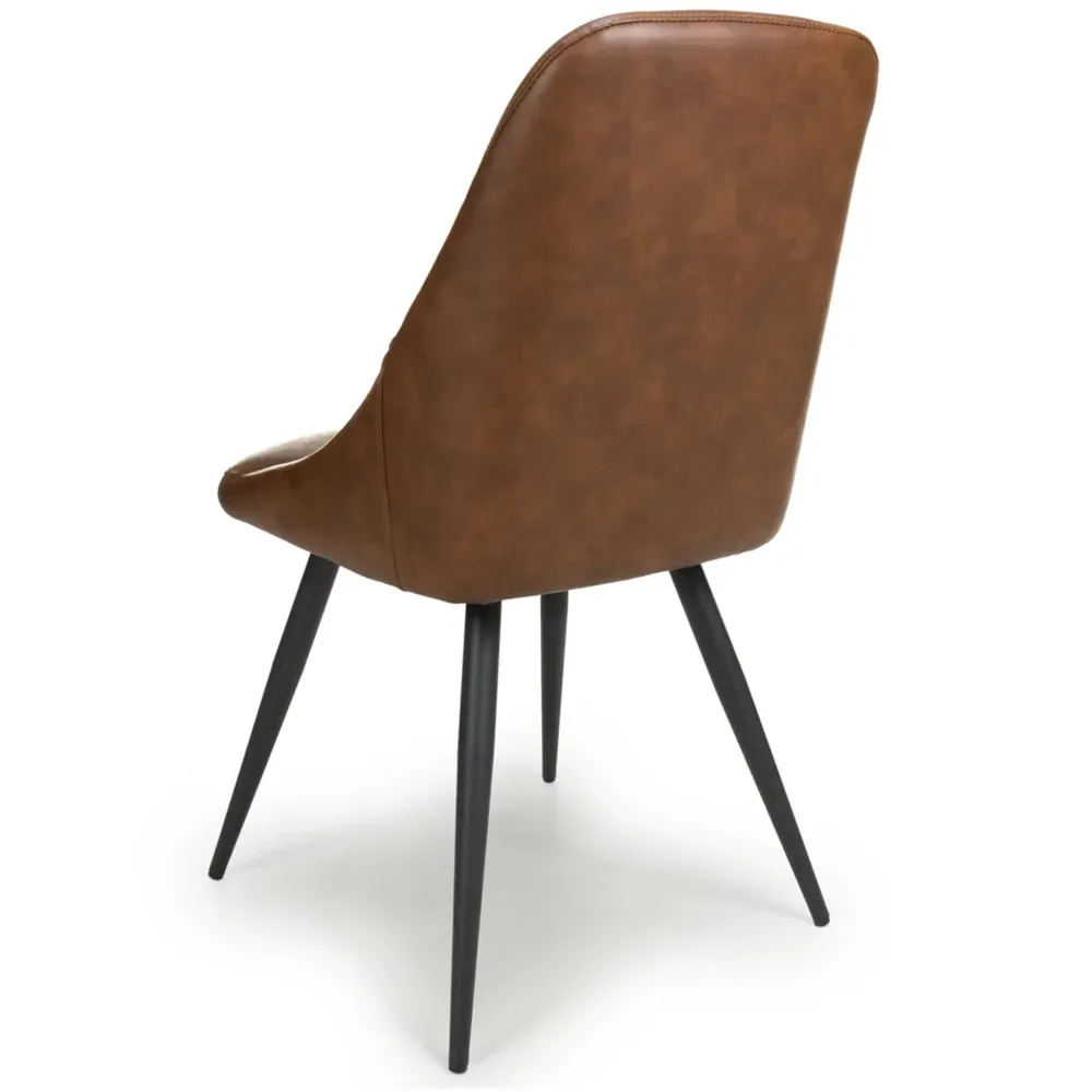 Corinth Set of 2 Dining Chairs - Tan, Linen Effect