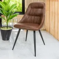 Corinth Set of 2 Dining Chairs - Tan, Linen Effect