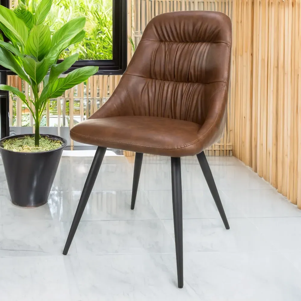 Corinth Set of 2 Dining Chairs - Tan, Linen Effect image