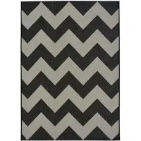 County Chevron Rug - Grey Black