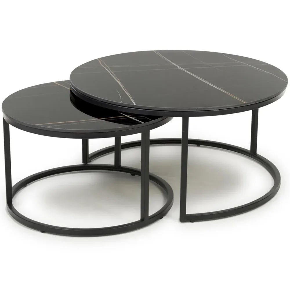 Delta Round Nest of Tables Set of 2 - Matt Black