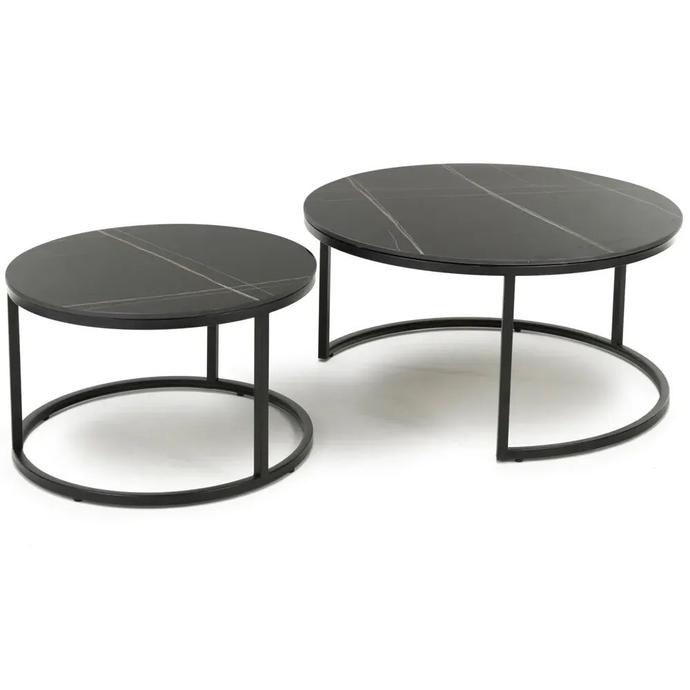 Delta Round Nest of Tables Set of 2 - Matt Black