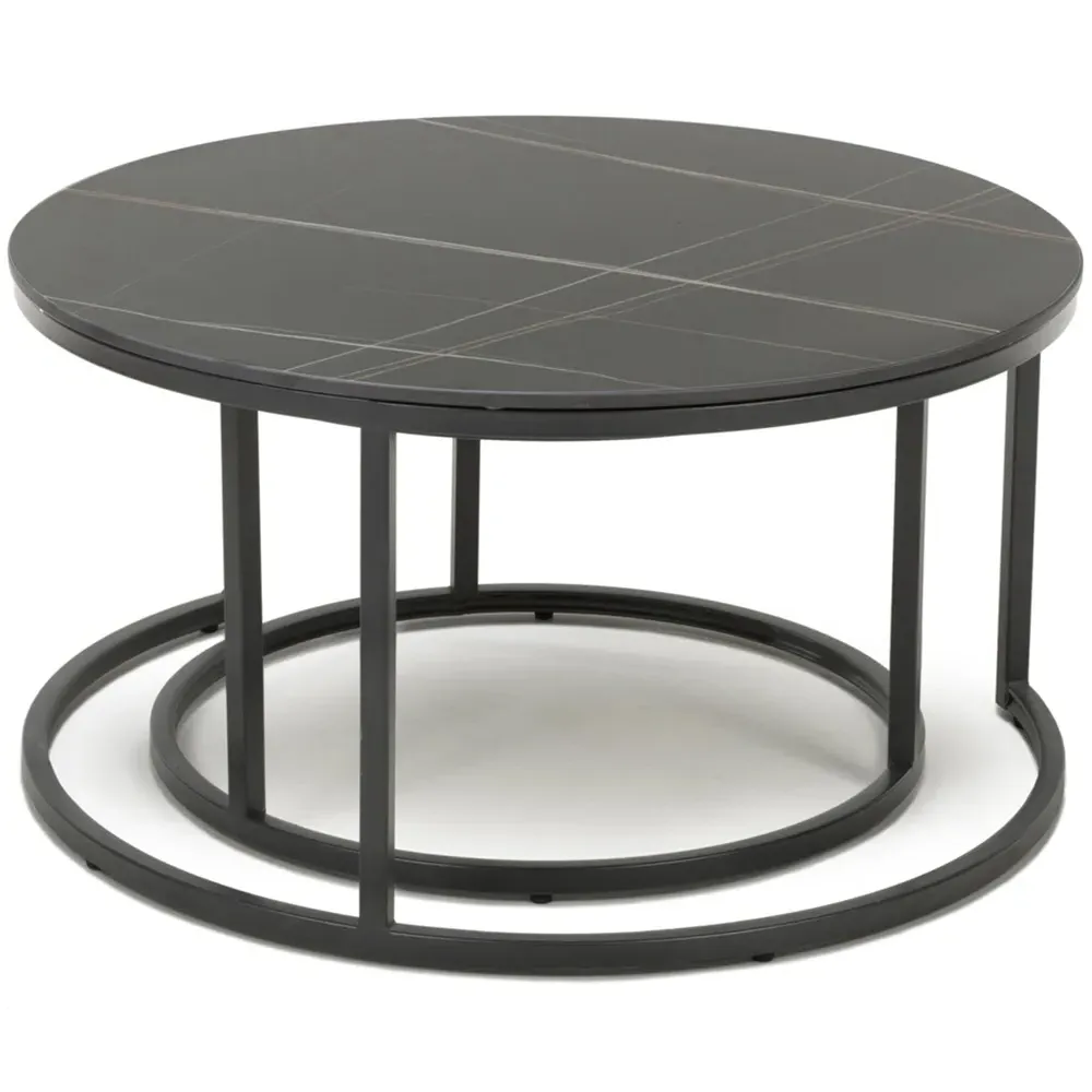 Delta Round Nest of Tables Set of 2 - Matt Black