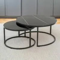 Delta Round Nest of Tables Set of 2 - Matt Black