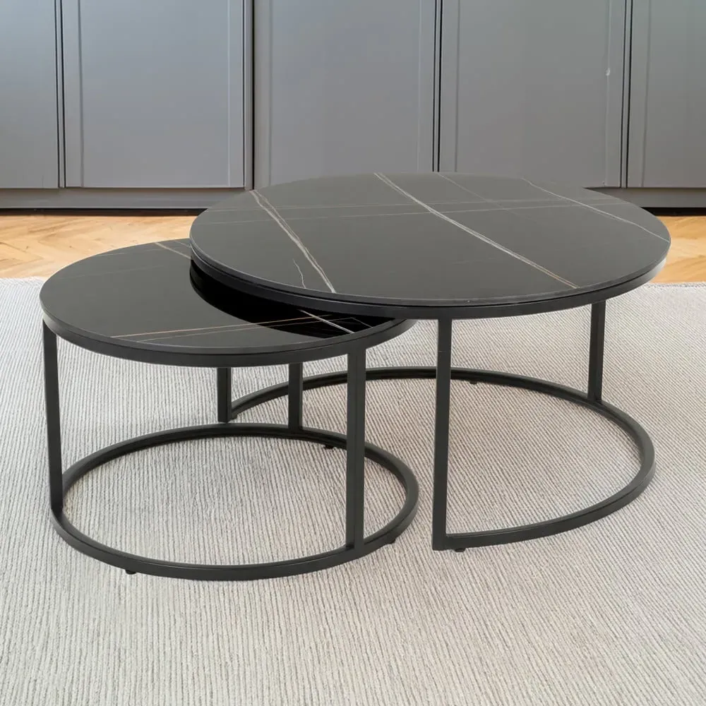 Delta Round Nest of Tables Set of 2 - Matt Black image