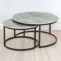 Delta Round Nest of Tables Set of 2 - Reflective Green