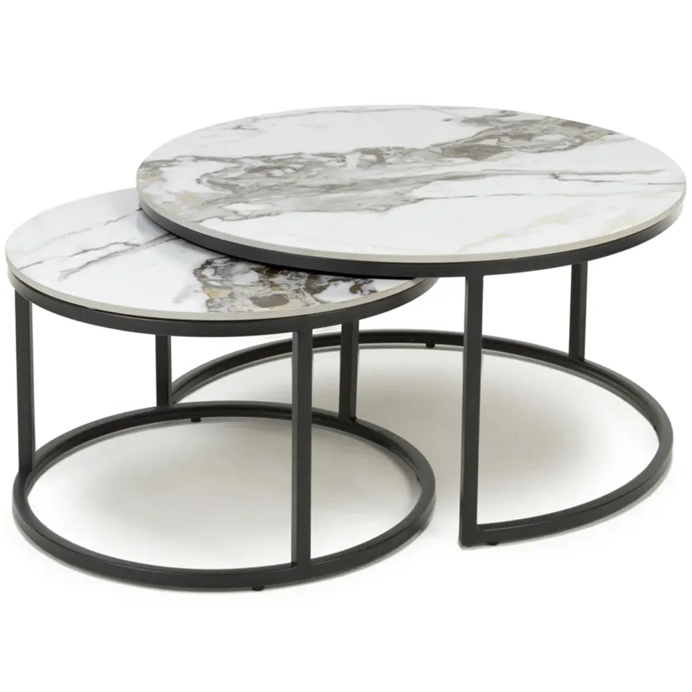 Delta Round Nest of Tables Set of 2 - Reflective White