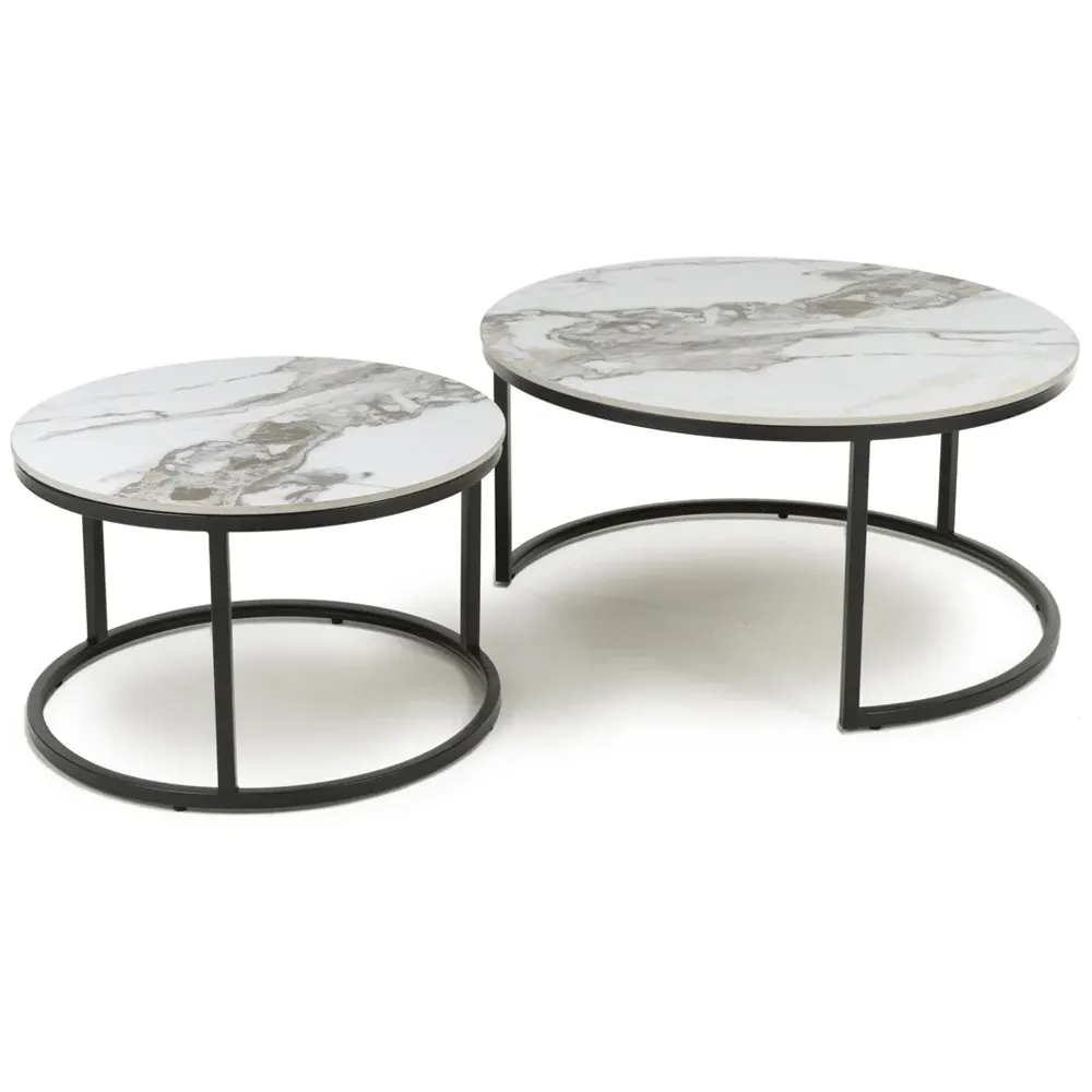 Delta Round Nest of Tables Set of 2 - Reflective White