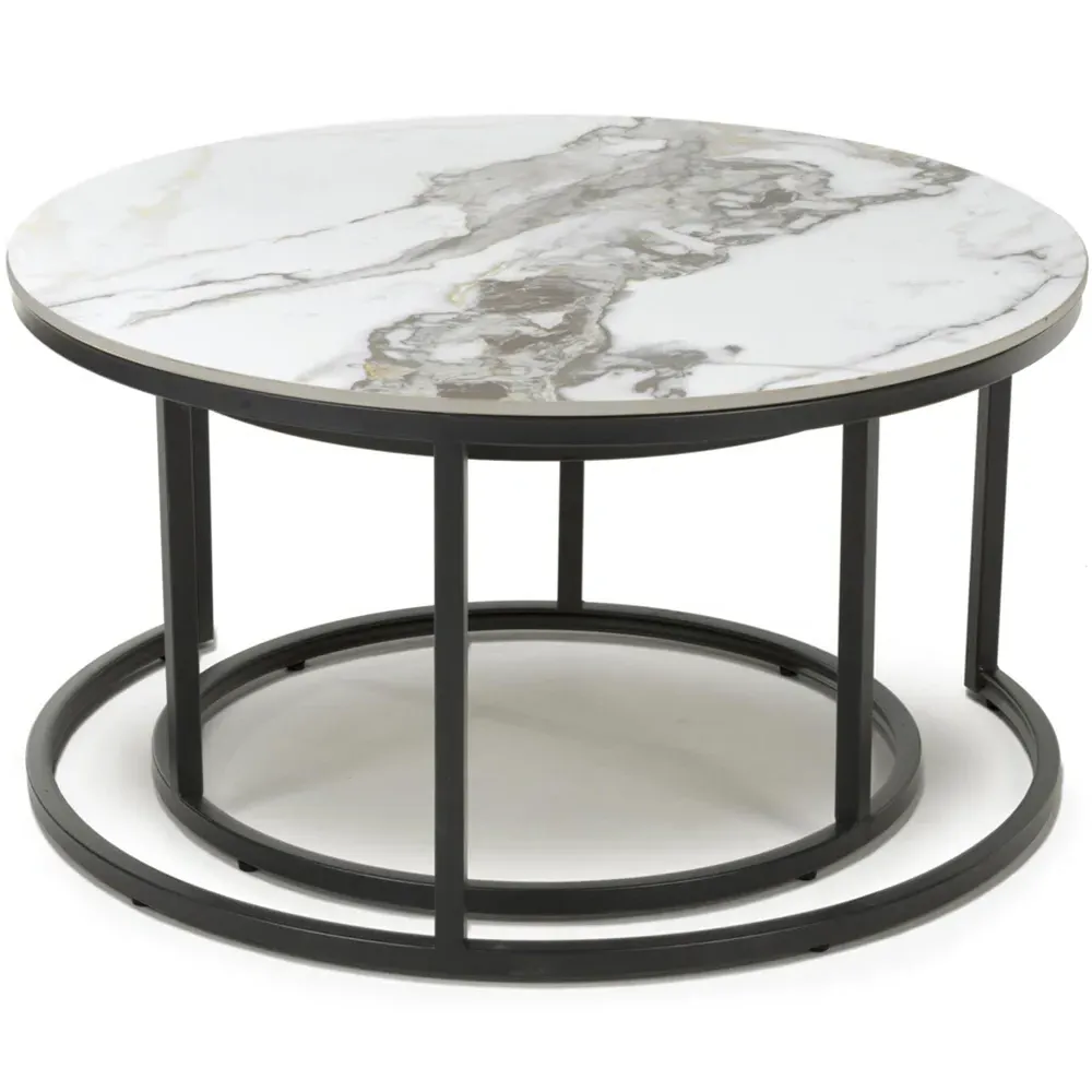 Delta Round Nest of Tables Set of 2 - Reflective White