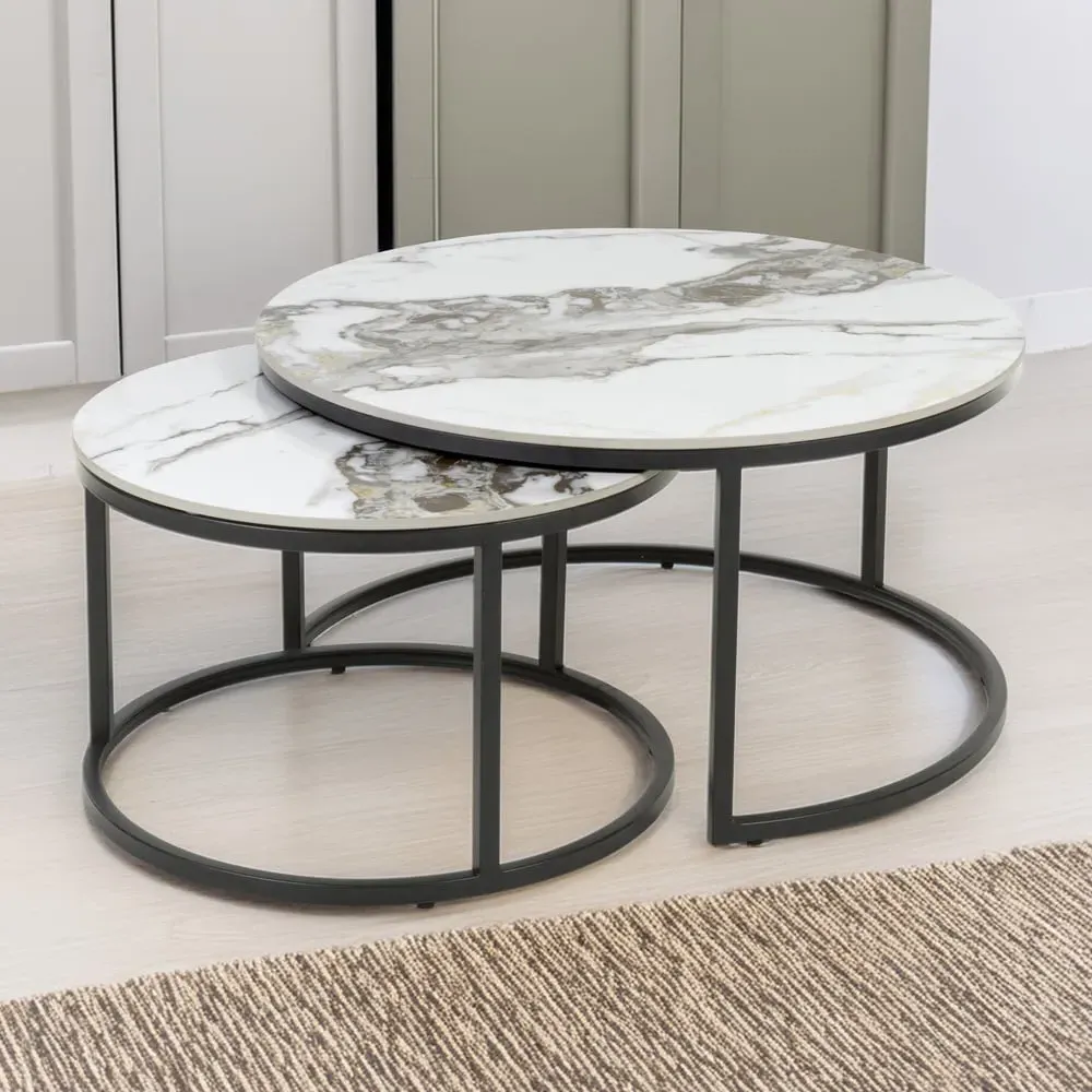 Delta Round Nest of Tables Set of 2 - Reflective White