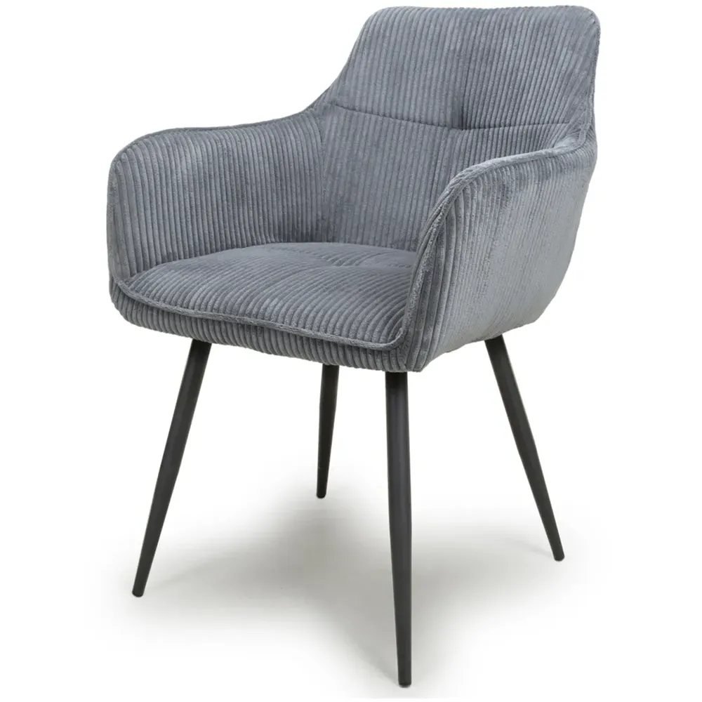 Denver Set of 2 Dining Chairs - Dark Grey, Corduroy