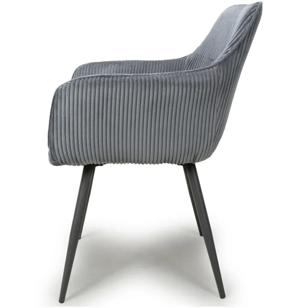 Denver Set of 2 Dining Chairs - Dark Grey, Corduroy