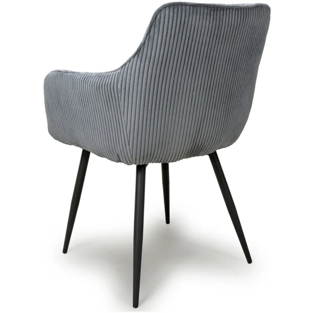 Denver Set of 2 Dining Chairs - Dark Grey, Corduroy