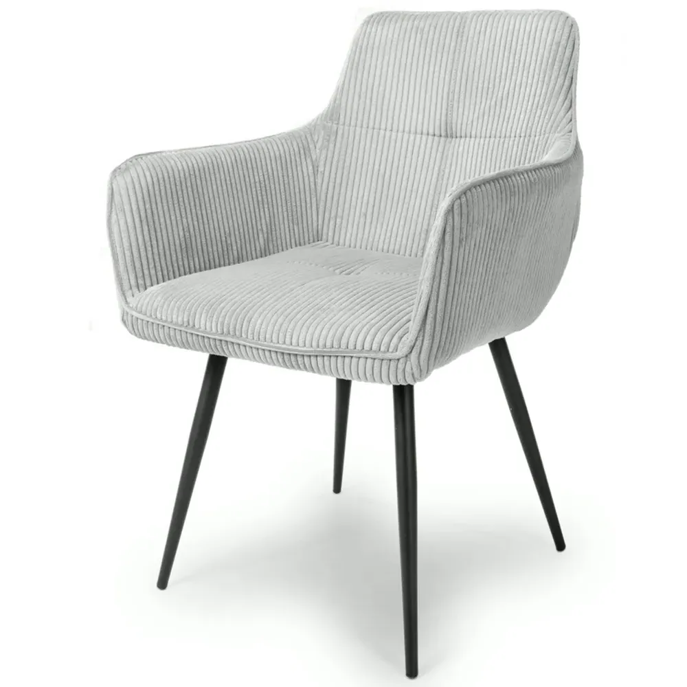 Denver Set of 2 Dining Chairs - Light Grey, Corduroy