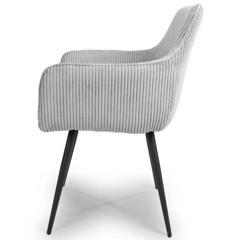 Denver Set of 2 Dining Chairs - Light Grey, Corduroy