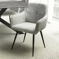 Denver Set of 2 Dining Chairs - Light Grey, Corduroy