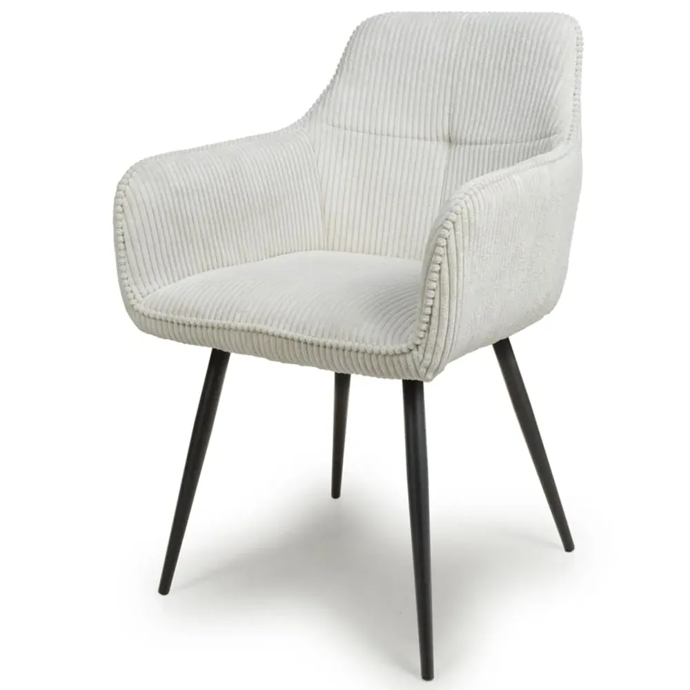 Denver Set of 2 Dining Chairs - White, Corduroy