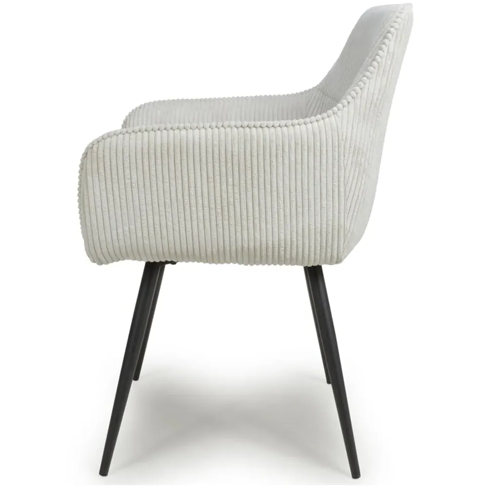 Denver Set of 2 Dining Chairs - White, Corduroy