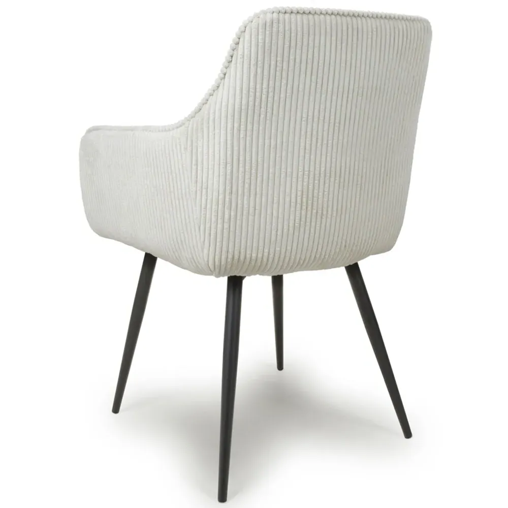 Denver Set of 2 Dining Chairs - White, Corduroy