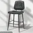 Garrick Set of 2 Bar Stools - Black, Real Leather