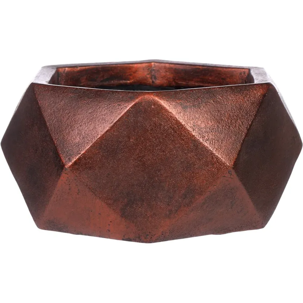 Geometry Bowl Indoor Plant Pot 15cm - Bronze, Fibre Stone