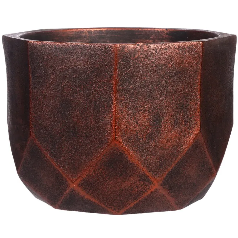 Geometry Round Indoor Plant Pot 17cm - Bronze, Fibre Stone image