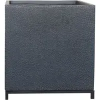 Hammered Stone Square Indoor Planter on Metal Stand - Light Grey