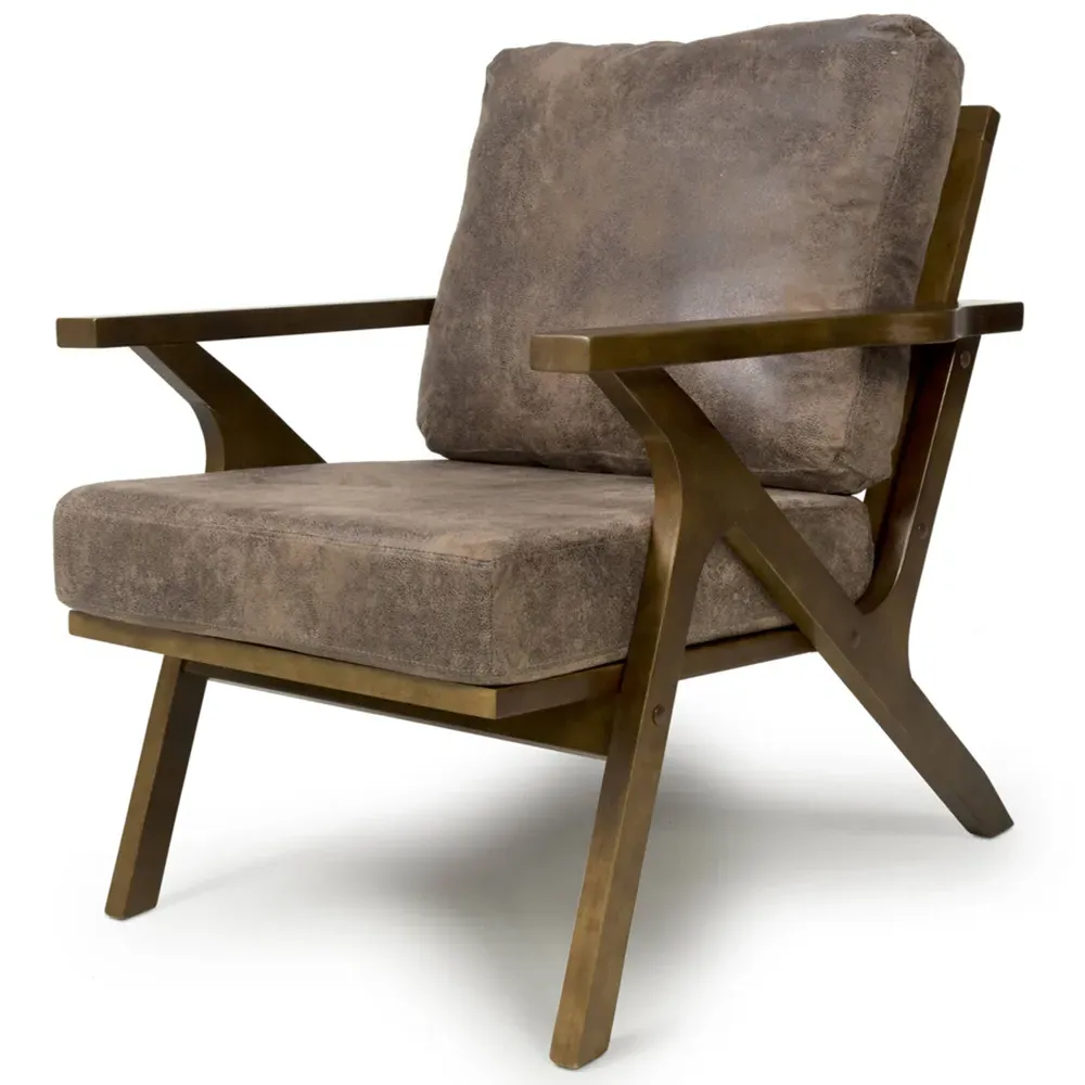 Hampton Accent Chair - Brown, Suede Effect