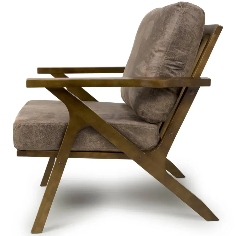 Hampton Accent Chair - Brown, Suede Effect