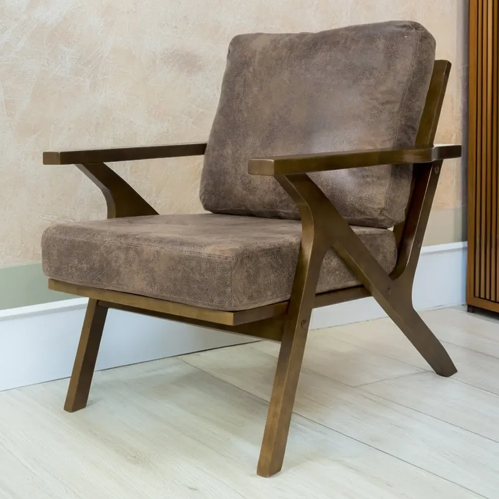 Hampton Accent Chair - Brown, Suede Effect image