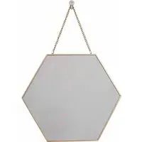 Hexagon Hanging Mirror with Chain - Gold