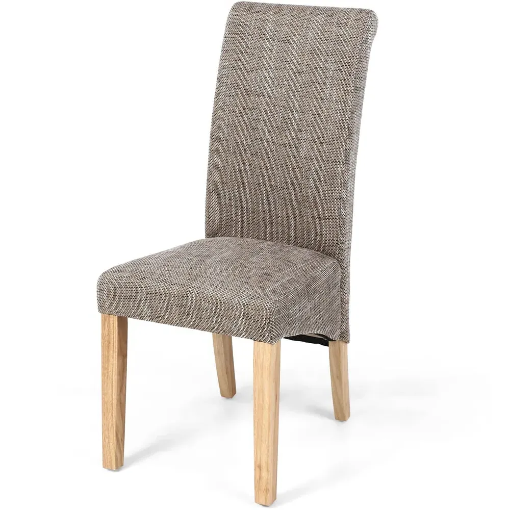 Karta Set of 2 Scroll Back Dining Chairs - Oatmeal, Tweed