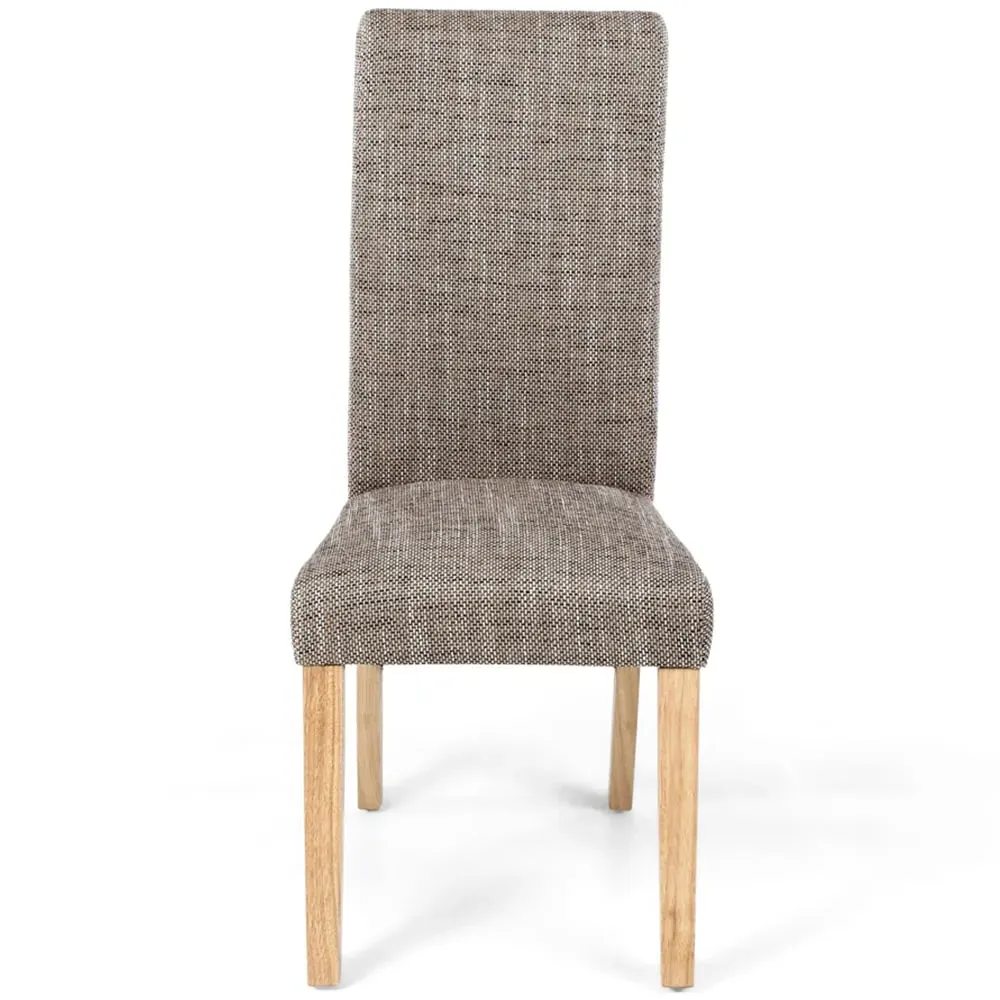 Karta Set of 2 Scroll Back Dining Chairs - Oatmeal, Tweed