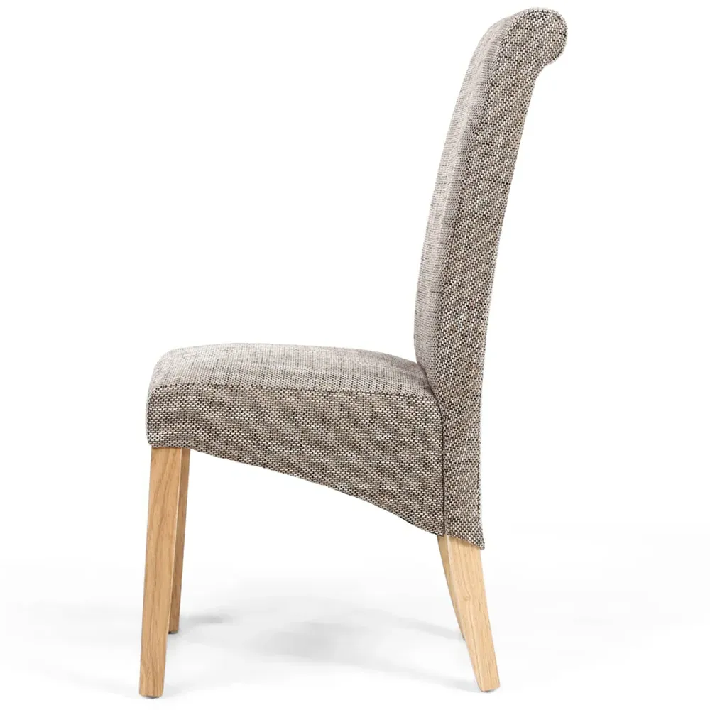 Karta Set of 2 Scroll Back Dining Chairs - Oatmeal, Tweed