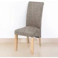Karta Set of 2 Scroll Back Dining Chairs - Oatmeal, Tweed