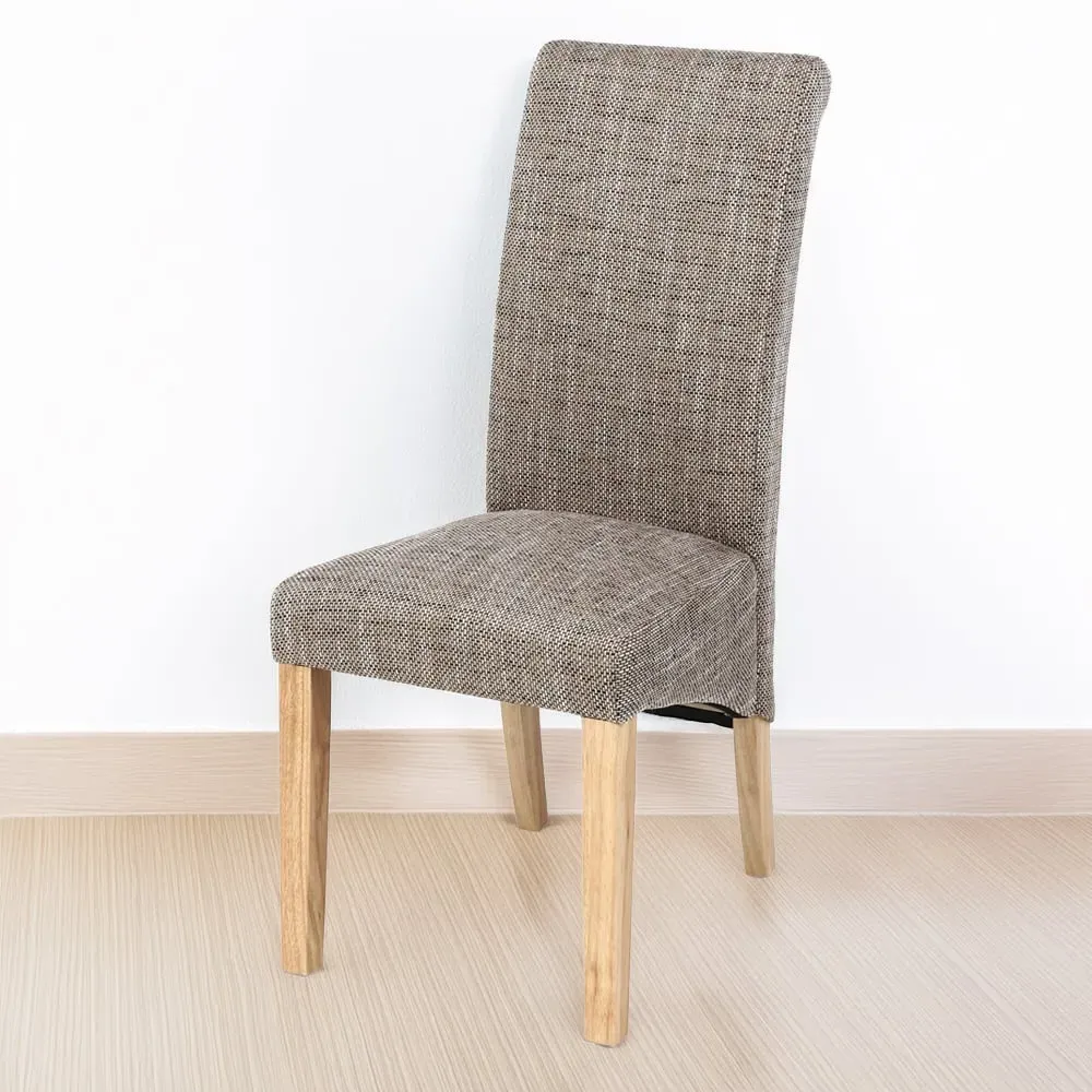 Karta Set of 2 Scroll Back Dining Chairs - Oatmeal, Tweed image