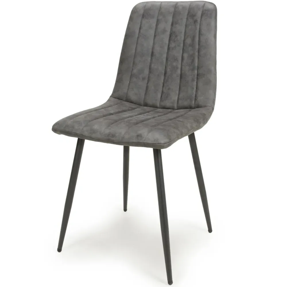 Lisbon Set of 2 Dining Chairs - Grey, Microfibre