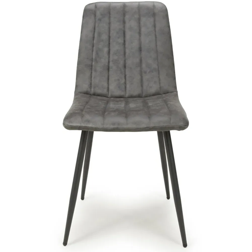 Lisbon Set of 2 Dining Chairs - Grey, Microfibre
