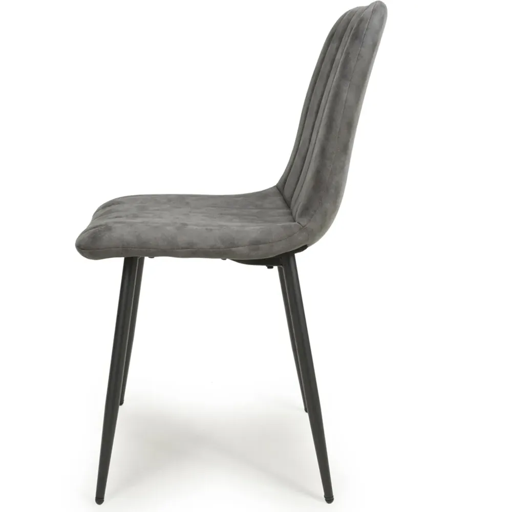 Lisbon Set of 2 Dining Chairs - Grey, Microfibre