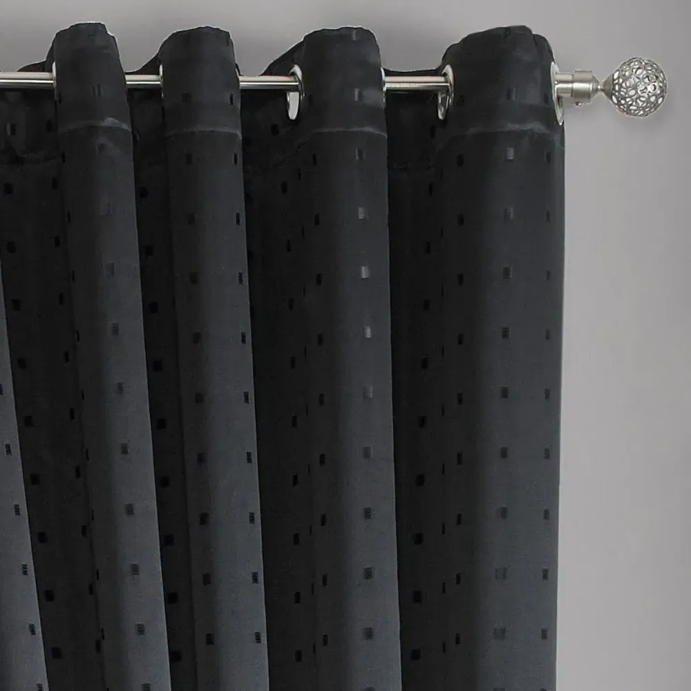 Madison Ring Top Curtains - Black, Polyester