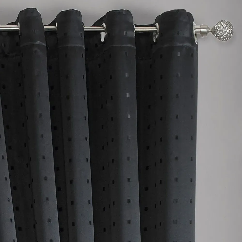 Madison Ring Top Curtains - Black, Polyester