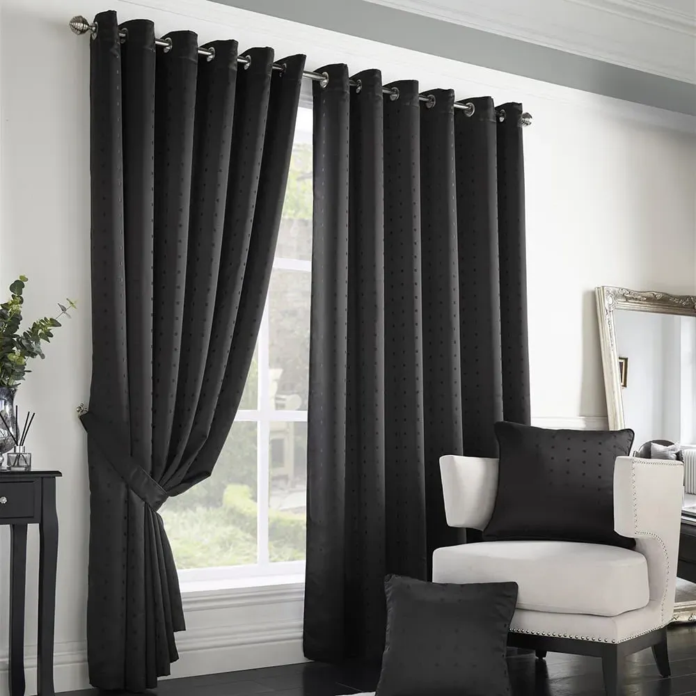 Madison Ring Top Curtains - Black, Polyester image