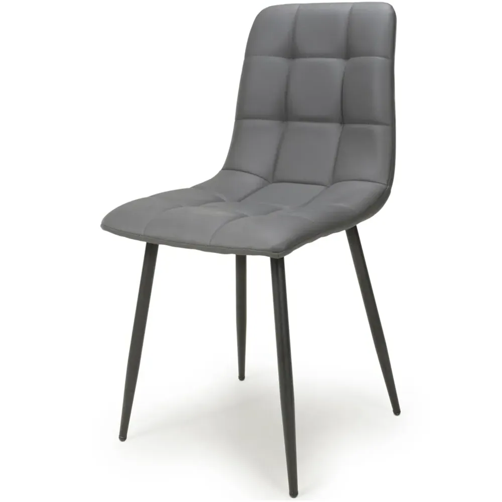 Madison Set of 4 Dining Chairs - Grey, Leather Effect