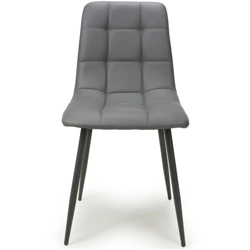 Madison Set of 4 Dining Chairs - Grey, Leather Effect