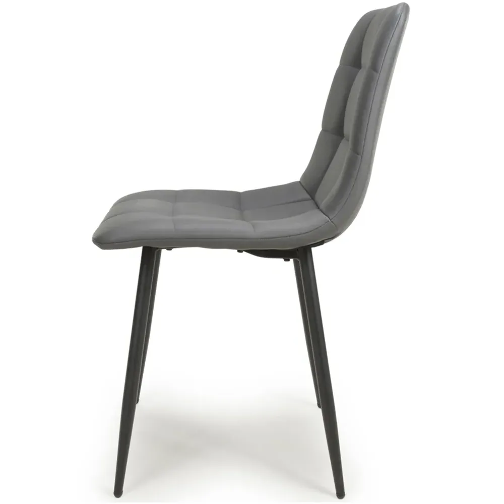 Madison Set of 4 Dining Chairs - Grey, Leather Effect
