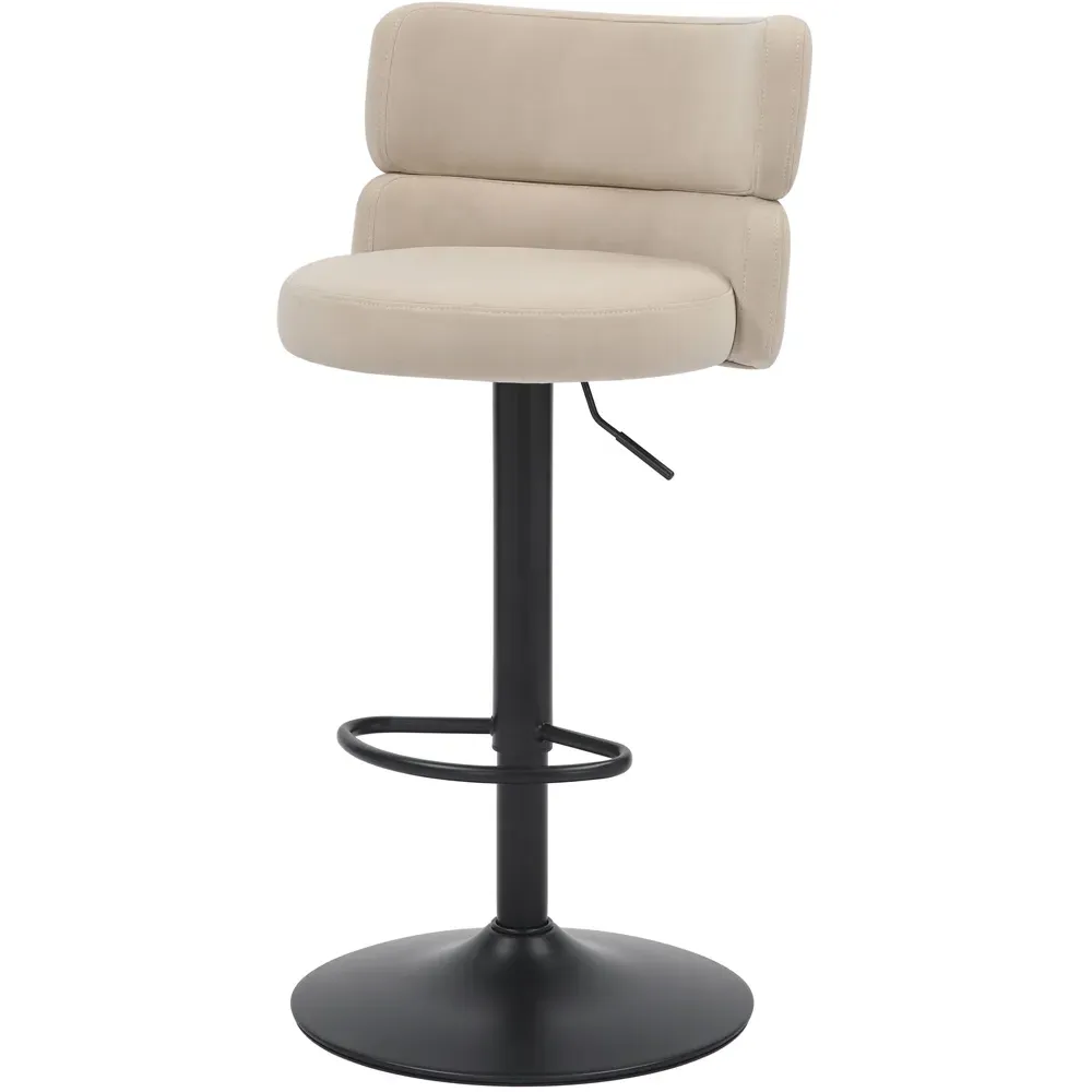 Mason Set of 2 Adjustable Bar Stools - Cream, Velvet