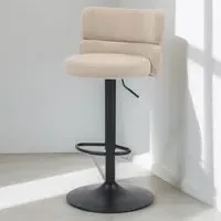 Mason Set of 2 Adjustable Bar Stools - Cream, Velvet