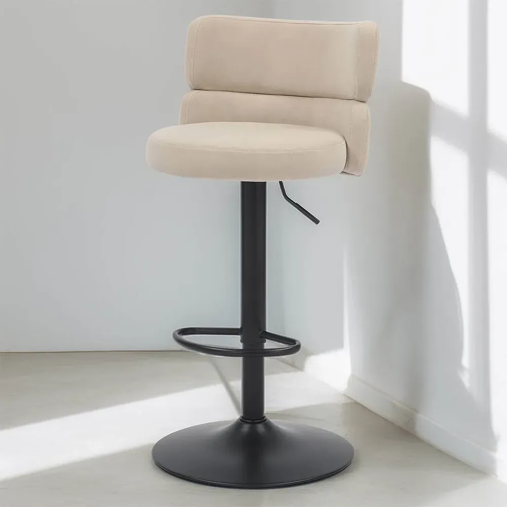 Mason Set of 2 Adjustable Bar Stools - Cream, Velvet